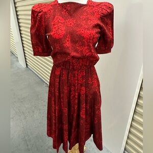 Vintage Red Holiday Winter Valentines Day Festive Dress